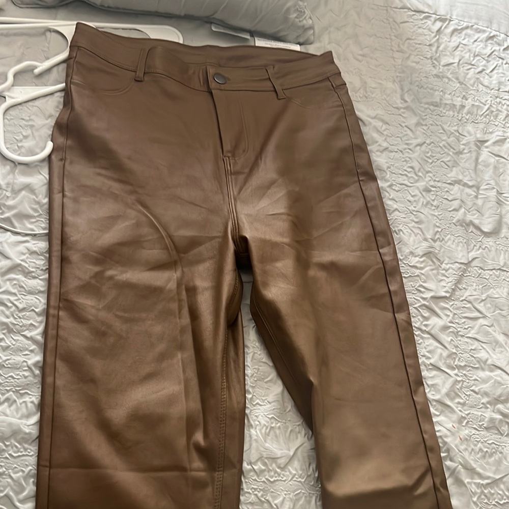 Brown leather pants